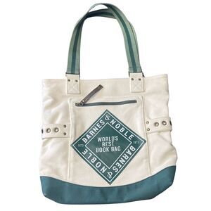 NEW Barnes & Noble World's Best Book Bag Tote Shoulder Canvas w/ Pockets, Gift